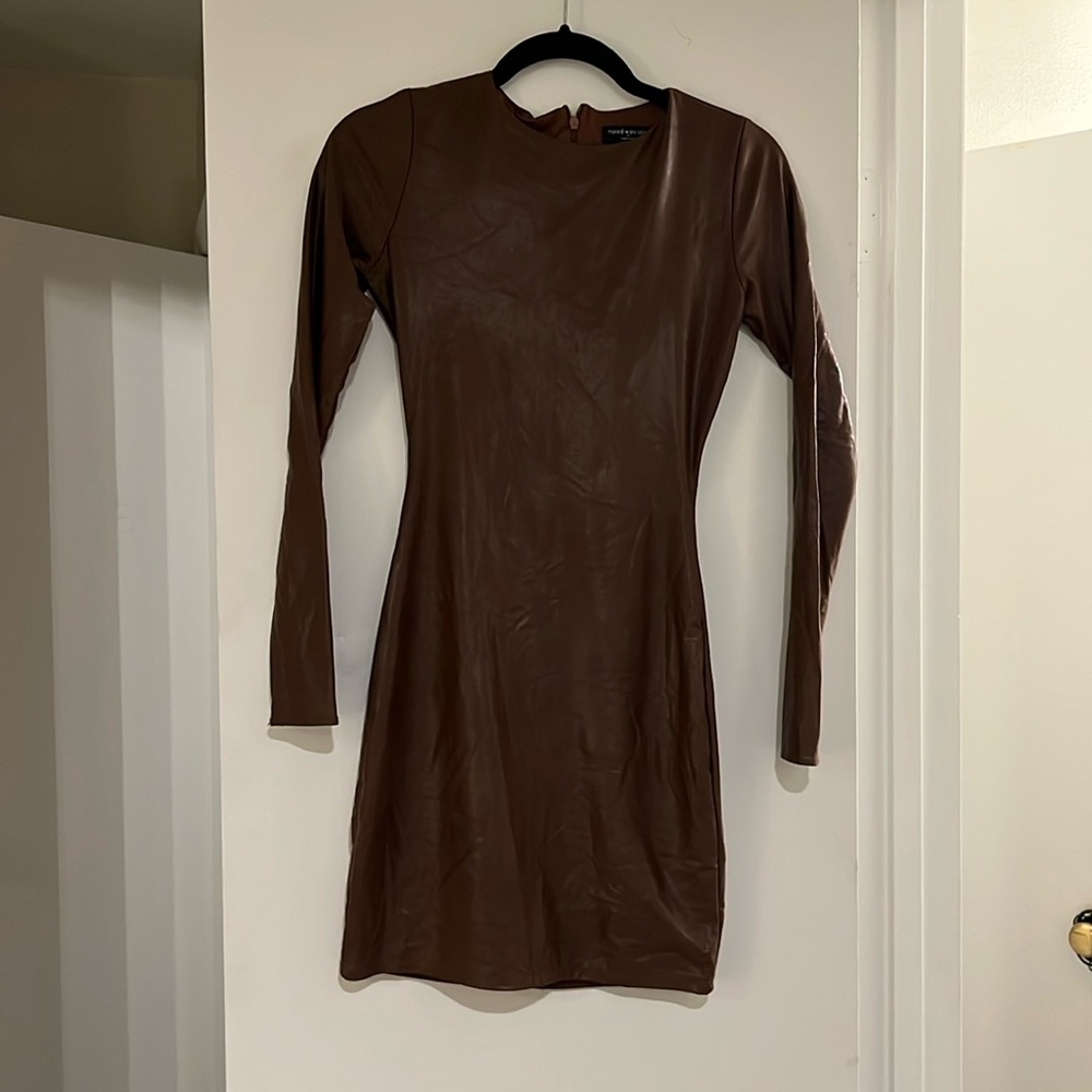 Naked Wardrobe Faux Leather Mini Dress